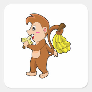 Sleutel met Bananen Vierkante Sticker