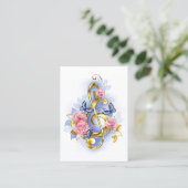 Sleutel met roze rozen contactkaartje (Staand voorkant)