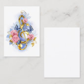 Sleutel met roze rozen contactkaartje (Voorkant / Achterkant)