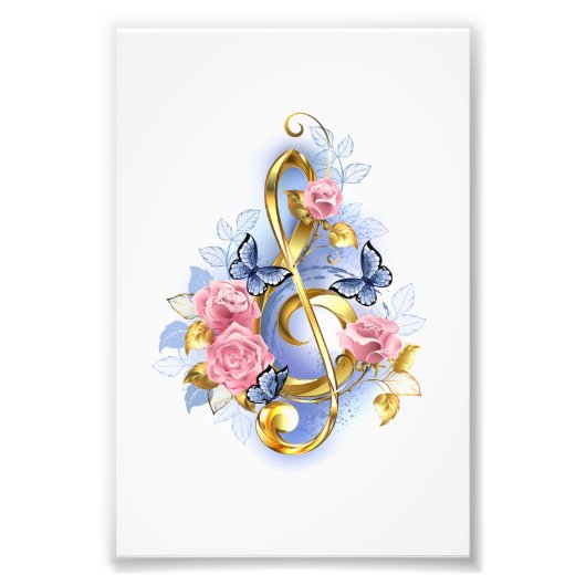 Sleutel met roze rozen foto afdruk (Voorkant)