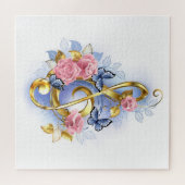 Sleutel met roze rozen legpuzzel (Horizontaal)