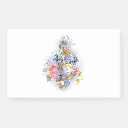 Sleutel met roze rozen post-it® notes (Voorkant)