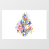 Sleutel met roze rozen raamsticker (Vel)