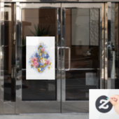 Sleutel met roze rozen raamsticker (Kantoordeur)