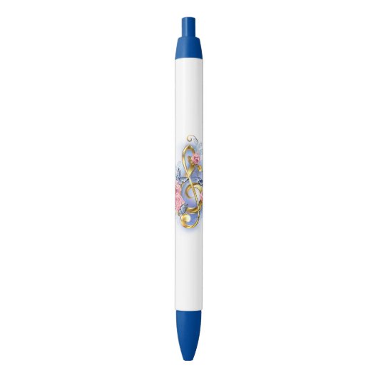 Sleutel met roze rozen zwarte inkt pen (Voorkant Verticaal)