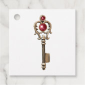 sleutel met Ruby Red Gemstone Bedankjes Labels (Voorkant)
