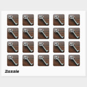 sleutel op de doos van Wooden Vierkante Sticker (Vel)