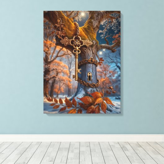 Sleutel tot het ontsluiten van de seizoenen canvas afdruk (Insitu (Houten vloer))