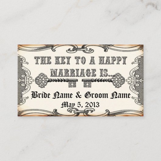 Sleutel tot huwelijk sparen het Visitekaartje van  Advieskaart (Voorkant)