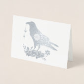 Sleutel tot mijn hart Blauwe Bloemvogel Custom Tex Folie Kaarten (Voorkant)