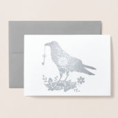 Sleutel tot mijn hart Blauwe Bloemvogel Custom Tex Folie Kaarten (Voorkant met envelop)