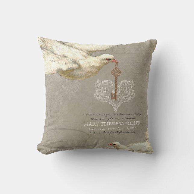 Sleutel tot mijn Hart Dove Swirl Flourish Grey Col Kussen (Voorkant)