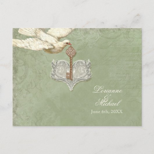 Sleutel tot mijn hart, Doves RSVP Response Briefka Uitnodiging Briefkaart (Voorkant)