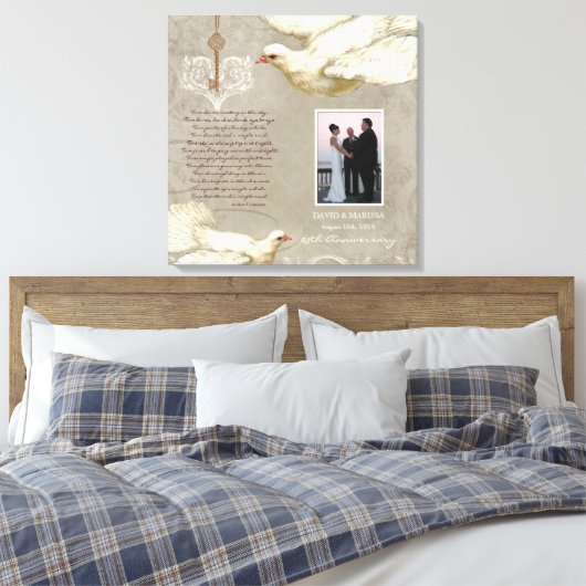 Sleutel tot mijn Hart Duif 25e Jubileum Fotoprint Canvas Afdruk (Insitu (Slaapkamer))