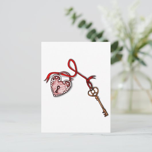 Sleutel tot mijn hart ~ Red Briefkaart (Staand voorkant)