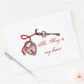 Sleutel tot mijn hart ~ Red Ovale Sticker (Envelop)