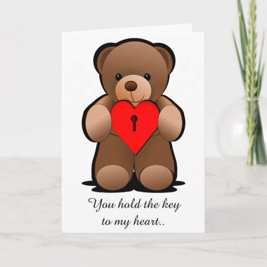 Sleutel tot mijn hart Teddy Bear Groet Kaart (Voorkant)