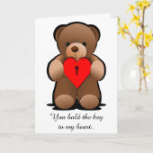 Sleutel tot mijn hart Teddy Bear Groet Kaart (Gele Bloem)