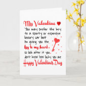 Sleutel tot mijn hart Valentijnsdag cadeau Kaart (Gele Bloem)