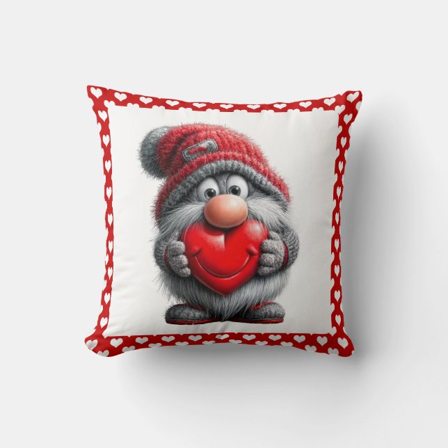 "Sleutel tot mijn hart" Whimsical Gnome Kussen (Voorkant)