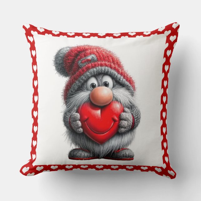 "Sleutel tot mijn Hart" Whimsische Gnome Kussen (Voorkant)