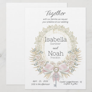 Sleutel tot uw hart Elegante Flat Wedding Uitnodig Kaart