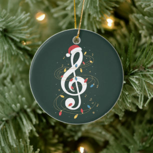 Sleutel van G Christmas Lichtjes Muziek Liefhebber Keramisch Ornament