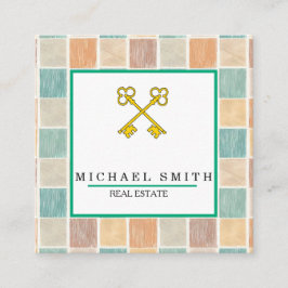  sleutel | Vastgoedtaxateur Key Logo Vierkante Visitekaartje