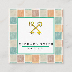 sleutel Vastgoedtaxateur Key Logo Vierkante Visitekaartje