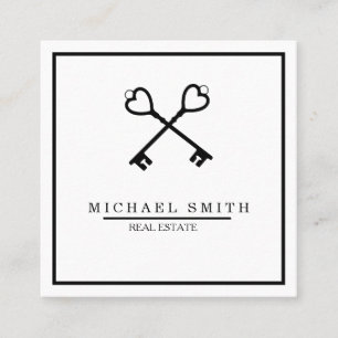 sleutel Vastgoedtaxateur Key Logo Vierkante Visitekaartje
