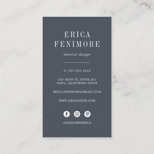  sleutel | Verticaal interieurontwerper Visitekaartje (Achterkant)