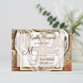 Sleutel voor haar Heart Rustic Burlap Wedding RSVP (Staand voorkant)