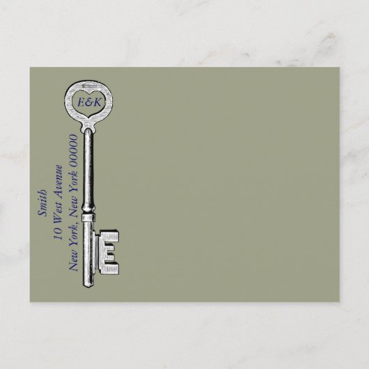 Sleutel voor mijn hart aankondigingskaart (Achterkant)