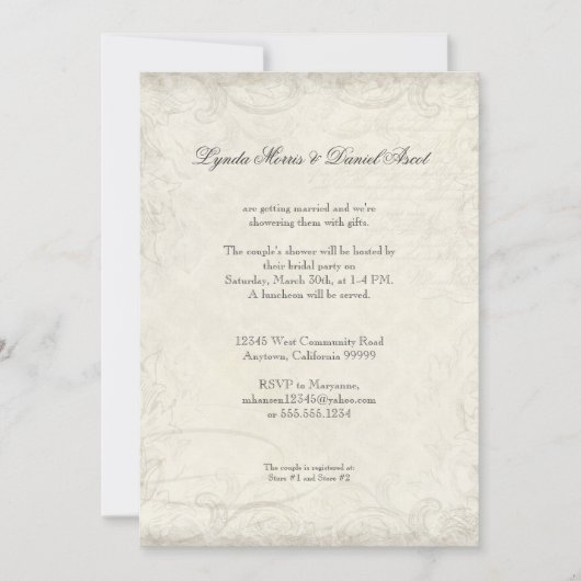 Sleutel voor mijn hart, Doves Swirl Weddings Invit Kaart (Voorkant)