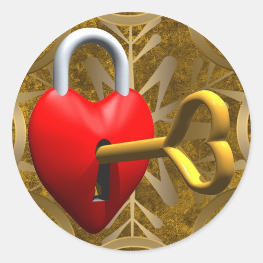 Sleutel voor mijn hart ronde sticker (Voorkant)