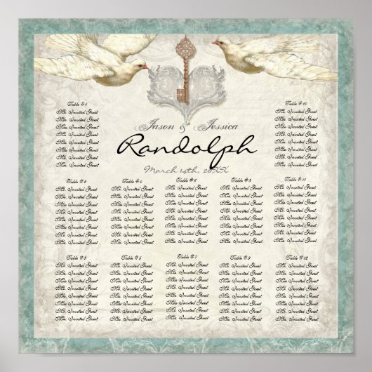 Sleutel voor mijn Heart Dove Reception Table Seati Poster (Voorkant)