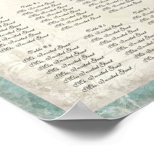 Sleutel voor mijn Heart Dove Reception Table Seati Poster (Hoek)