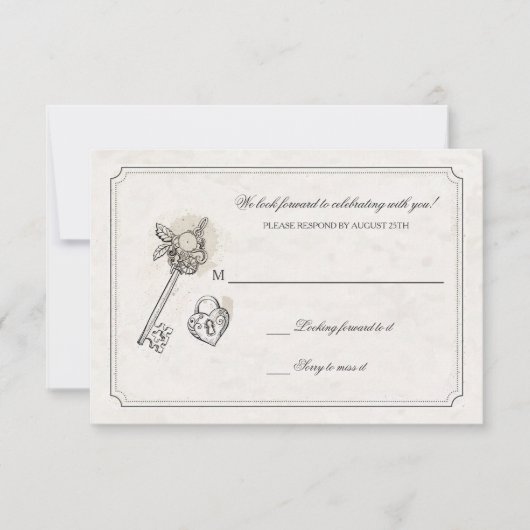 Sleutel voor mijn kaarten voor hartreactie RSVP kaartje (Voorkant)