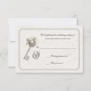 Sleutel voor mijn kaarten voor hartreactie RSVP kaartje