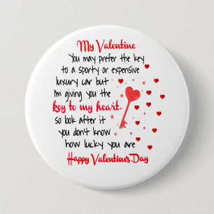 Sleutel voor mijn Valentijnsdag Cadeau Ronde Button 7,6 Cm