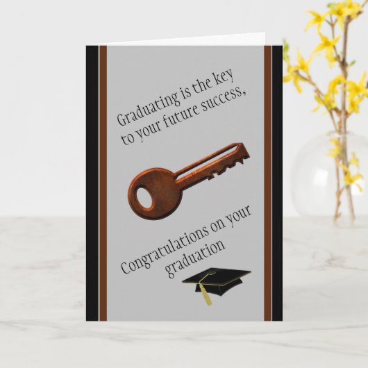 Sleutel voor uw Afstuderen van het Succes Kaart (Gele Bloem)