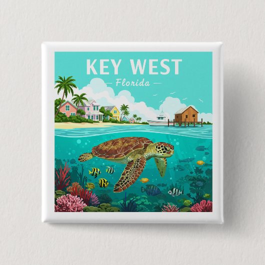 Sleutel West Florida Vierkante Button 5,1 Cm (Voorkant)