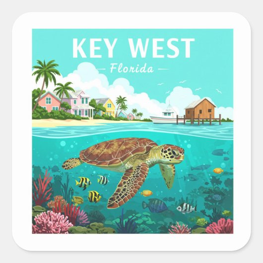  Sleutel West Florida Vierkante Sticker (Voorkant)