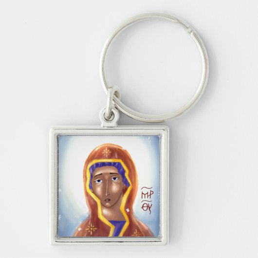 Sleutelanhanger icoon van de Heilige Maagd Maria Sleutelhanger (Voorkant)