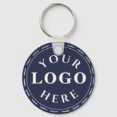 Sleutelanhanger met marineblauw logo en QR-code Sleutelhanger (Voorkant)
