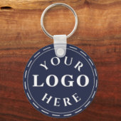 Sleutelanhanger met marineblauw logo en QR-code Sleutelhanger (Voorkant)