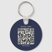 Sleutelanhanger met marineblauw logo en QR-code Sleutelhanger (Achterkant)