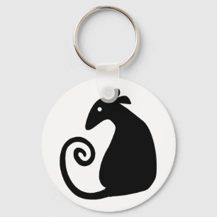 Sleutelanhanger met silhouet van rat sleutelhanger