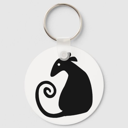 Sleutelanhanger met silhouet van rat sleutelhanger (Voorkant)