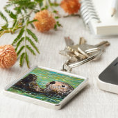 Sleutelanhanger met zeeotter-schildering sleutelhanger (Zijkant)